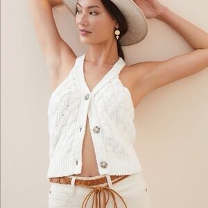 Anthropologie Pilcro Cable-Knit Button Down Sweater Tank